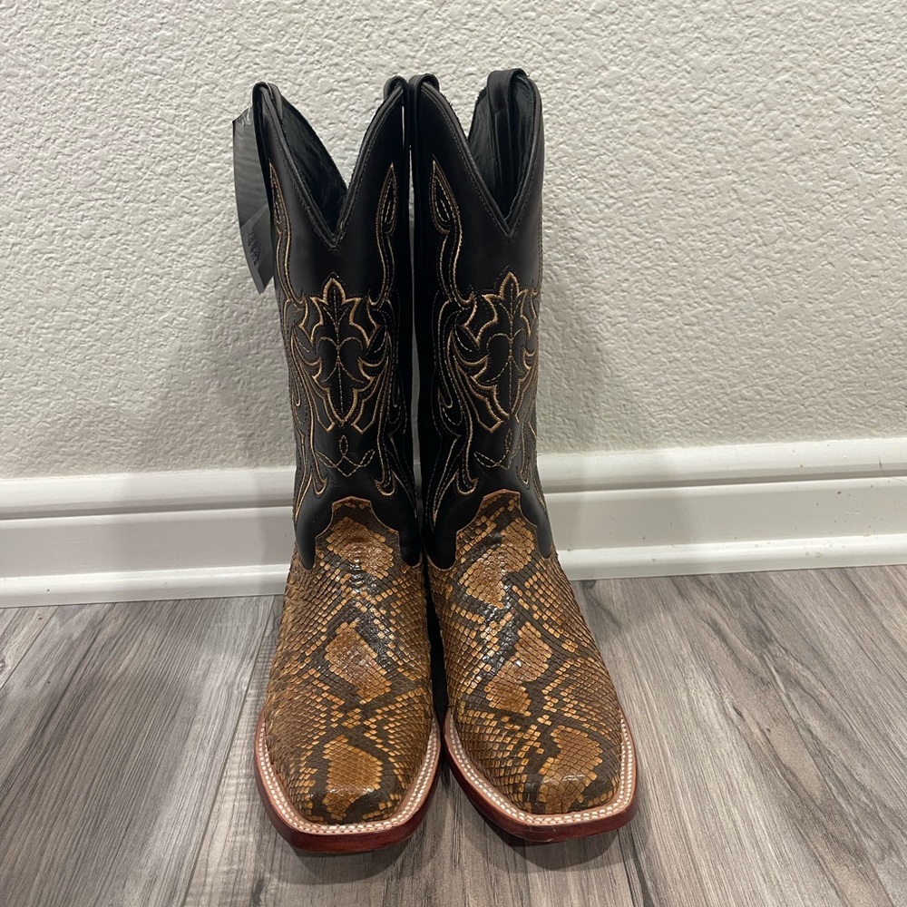 J.B. Dillon Black and Brown Cowboy Boots